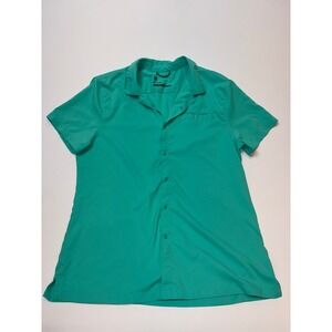 All In Motion Mens Teal Green Short Sleeve Snap Button Down Performance Shirt L